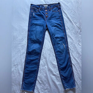 Madewell Lightly Distressed Blue Wash Jeans 10” High-rise Skinny Denim